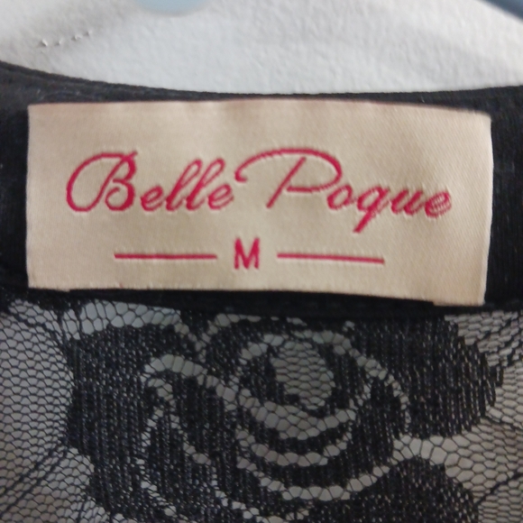 Belle Poque Dress Lace Overlay Black Midi High Low Hem M - Picture 8 of 8
